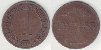 1935 J Germany 1 Reichspfennig A000094